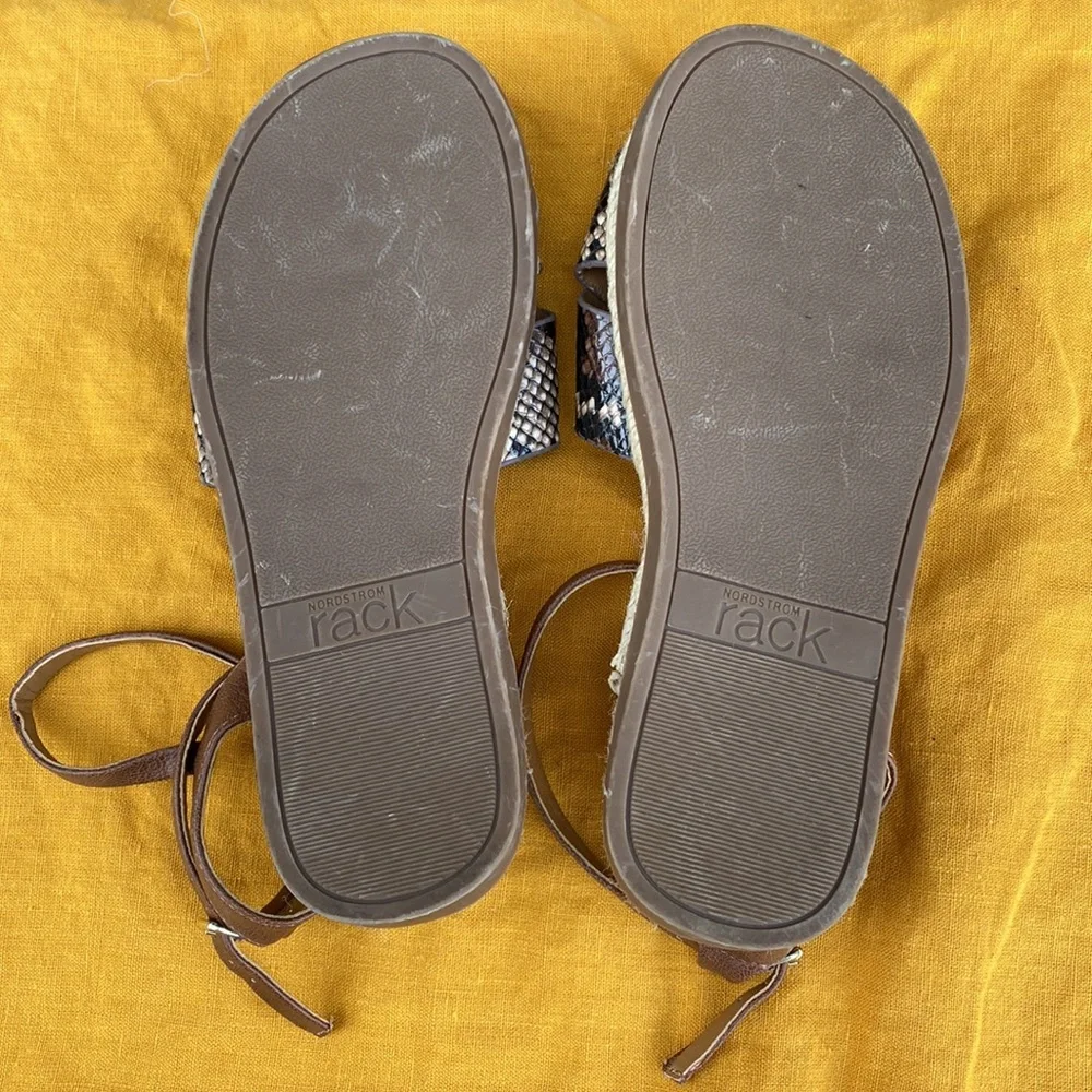 Nordstrom Rack Polly Flat Espadrille Snake Print Cross Sandals Size 5